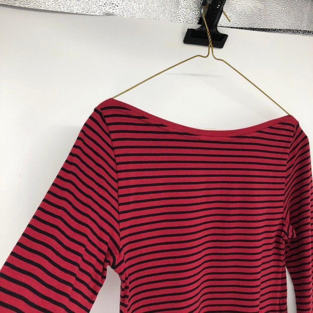 NWT- Reitman's Red & Black Striped 3/4 Sleeve T  shirt XS - Picture 11 of 16